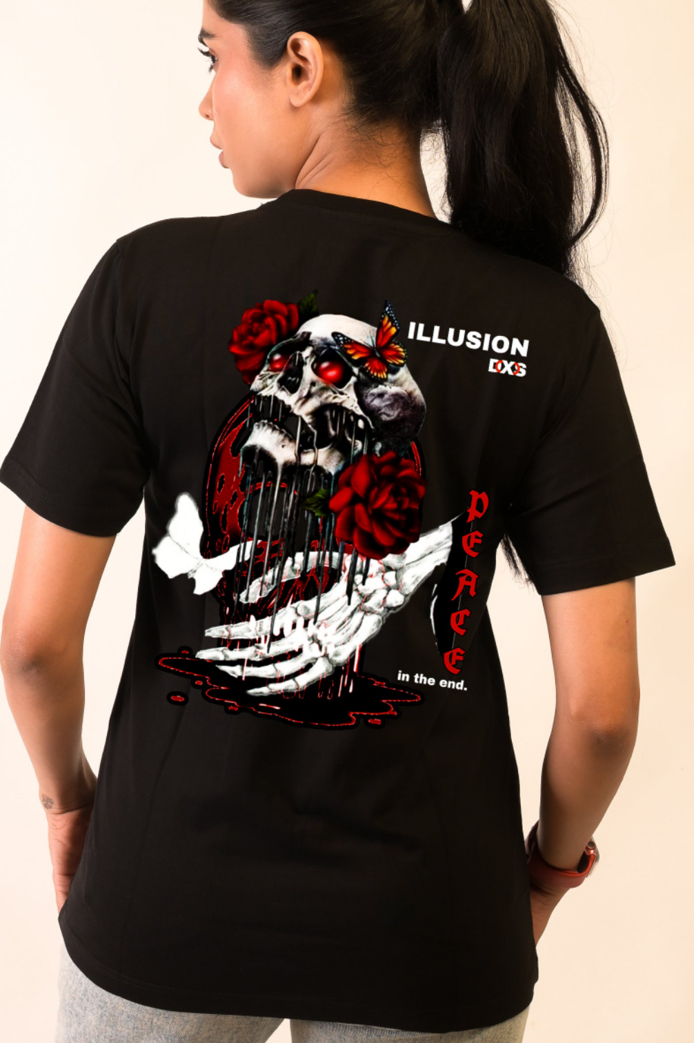 DEATH IN THE END - PREMIUM OVERSIZED TEE - ILLUSION SERIES CHAPTER 5 - BLACK (WOMEN'S)