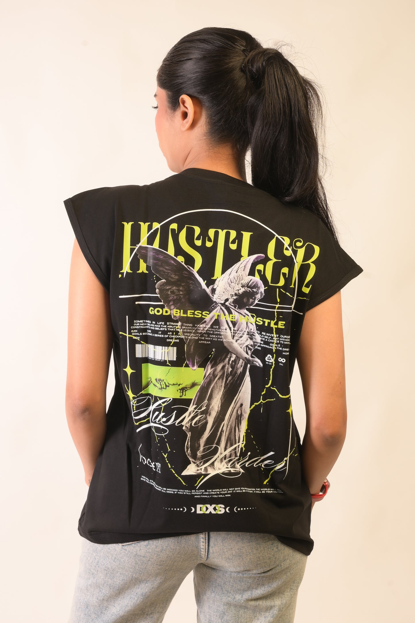 HUSTLER - OVERSIZED SLEEVELESS TANK - BLACK (WOMEN'S)