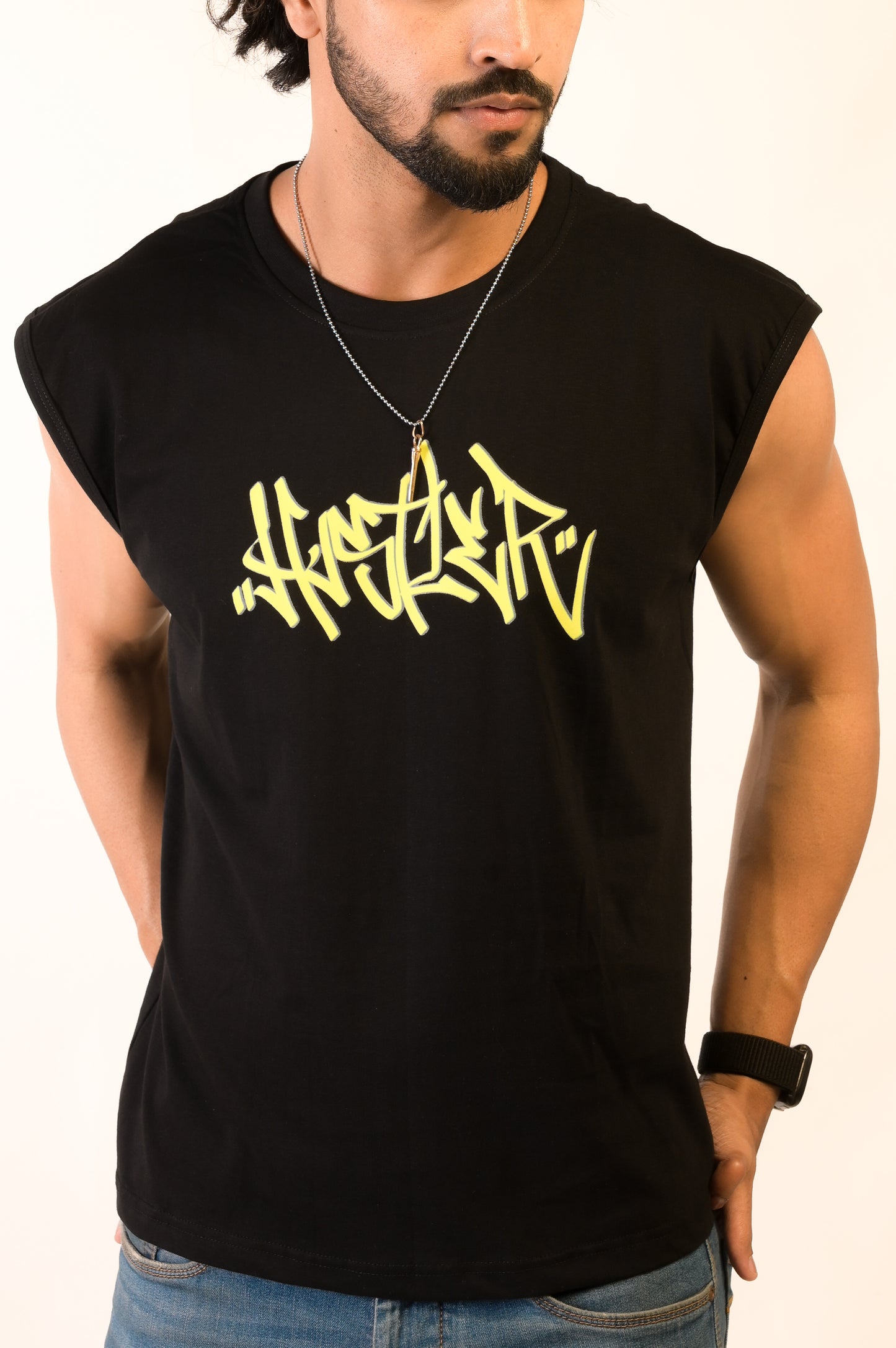 HUSTLER - OVERSIZED SLEEVELESS TANK - BLACK (MEN'S)