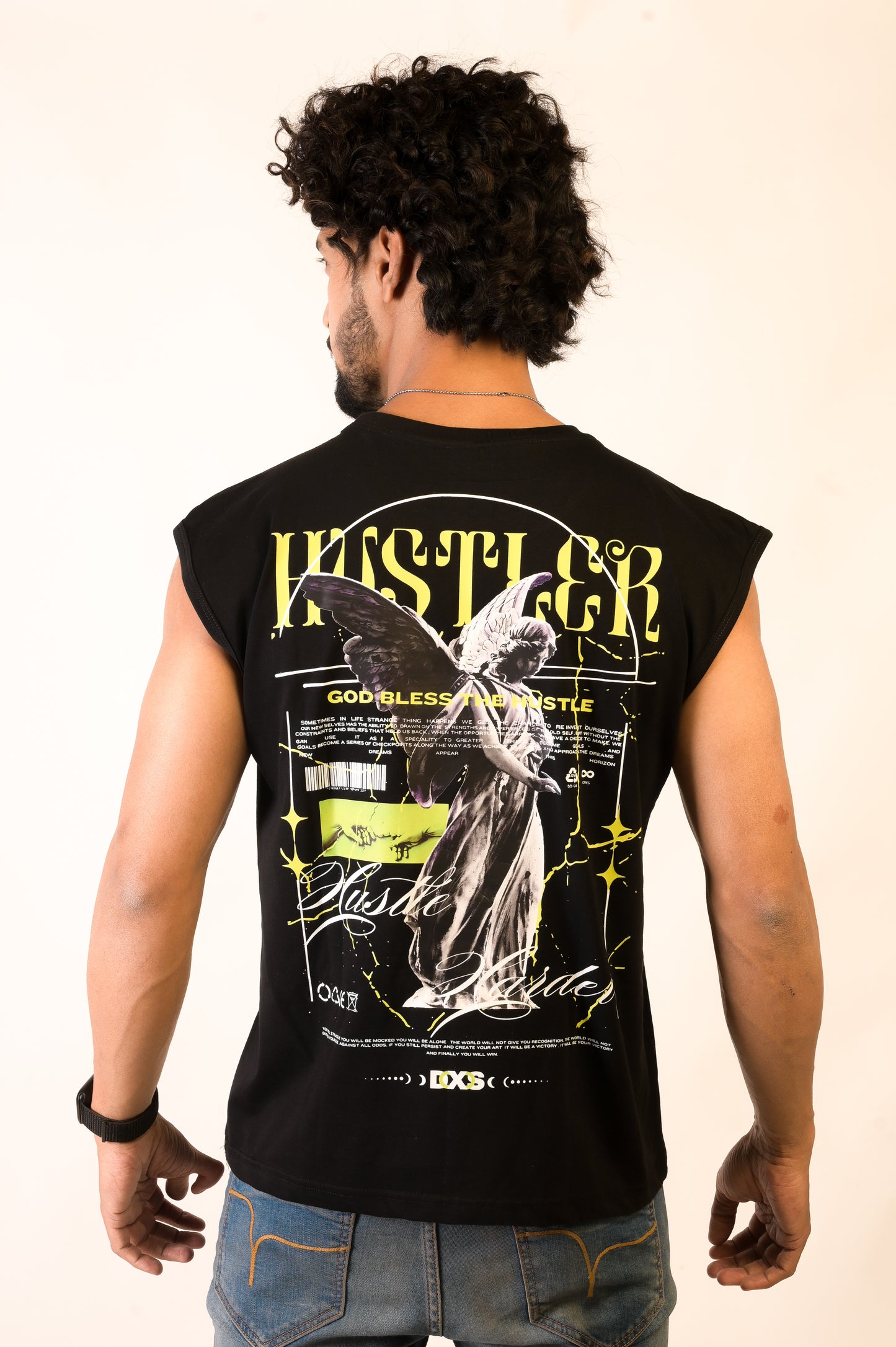 HUSTLER - OVERSIZED SLEEVELESS TANK - BLACK (MEN'S)