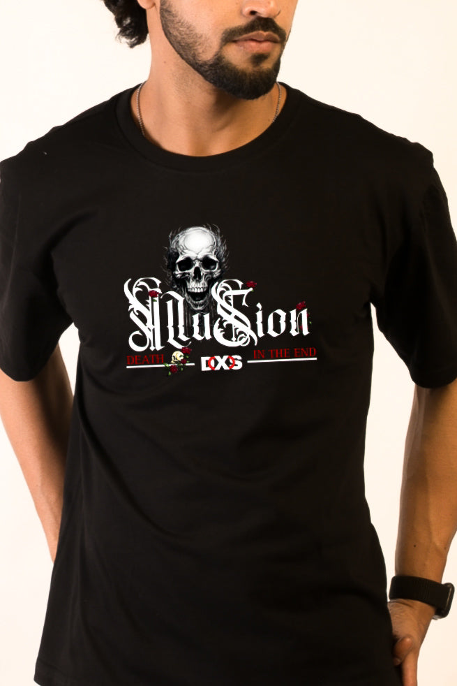 DEATH IN THE END - PREMIUM OVERSIZED TEE - ILLUSION SERIES CHAPTER 5 - BLACK (MEN'S)