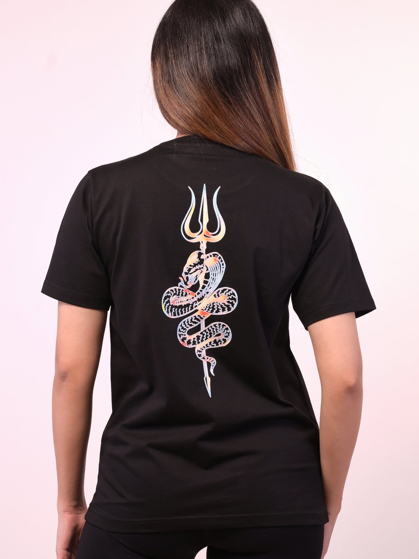 Women's Black Naag Trishul Graphic Printed Tshirt