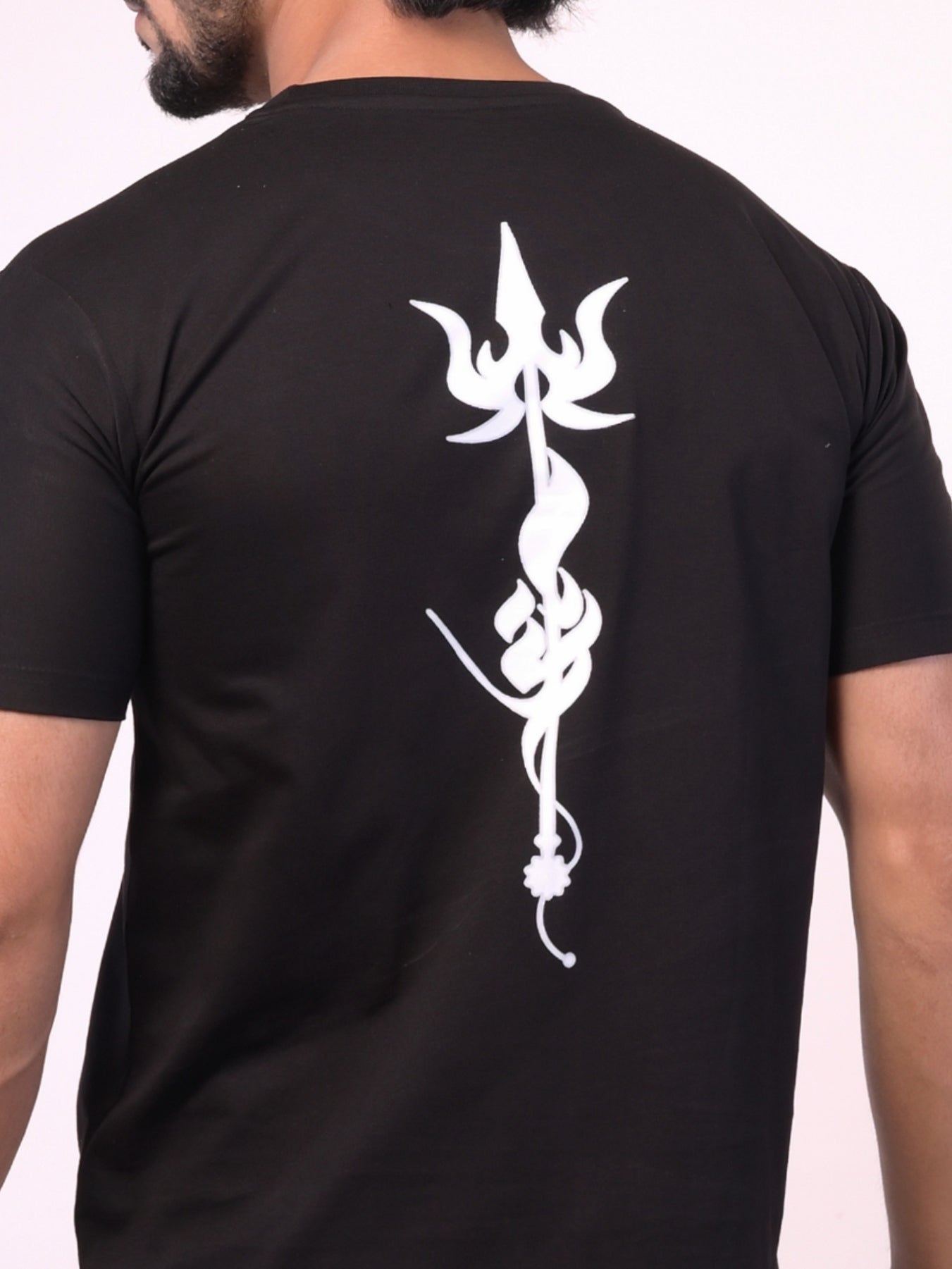 Men's Black Shiv Trishul Graphic Printed Tshirt