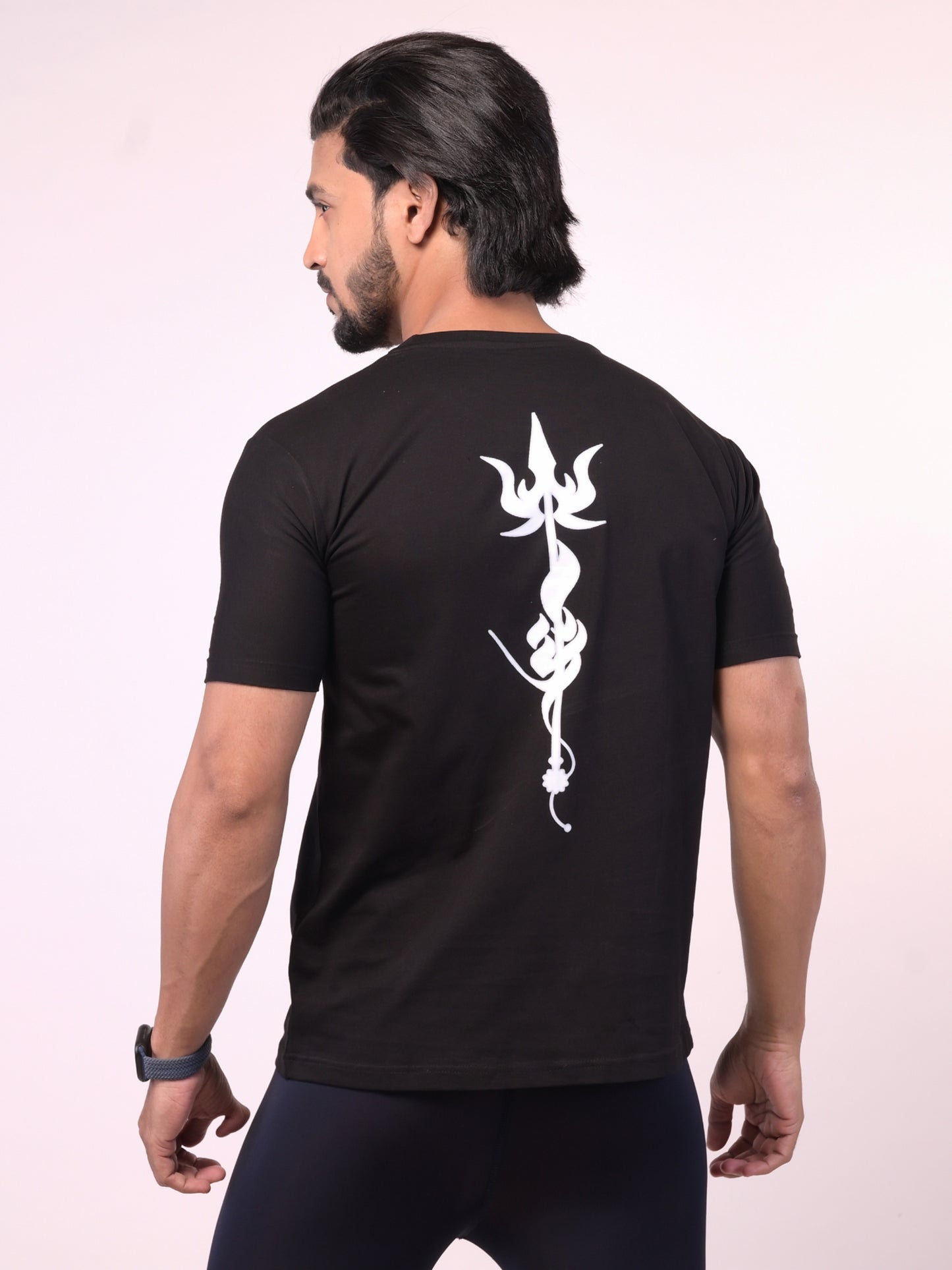 Men's Black Shiv Trishul Graphic Printed Tshirt