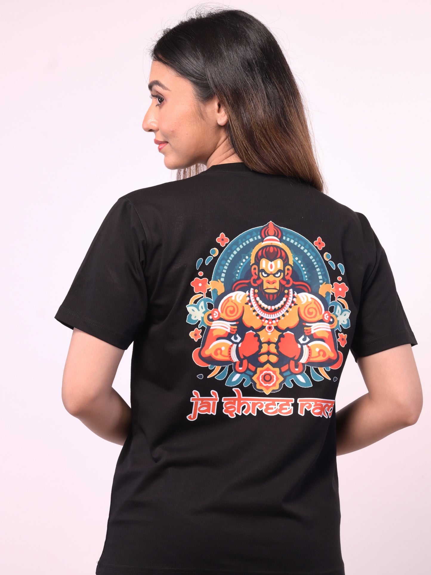 Women's Black Bajrangbali Graphic Printed T-Shirt