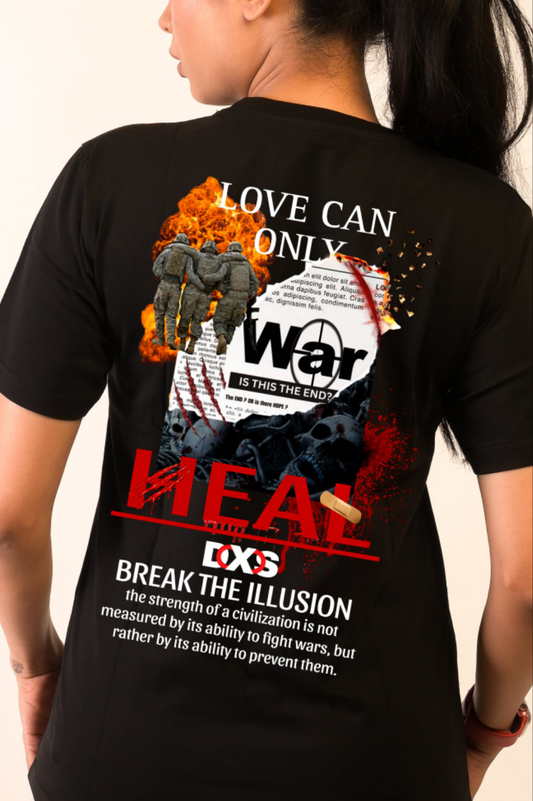 LOVE CAN ONLY HEAL - PREMIUM OVERSIZED TEE - ILLUSION SERIES CHAPTER 2 - BLACK (WOMEN'S)