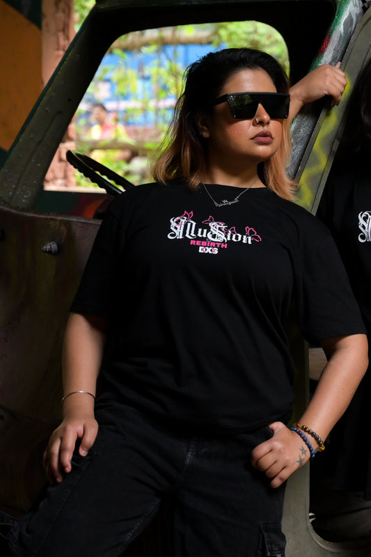 REBIRTH - PREMIUM OVERSIZED TEE - ILLUSION SERIES CHAPTER 6 - BLACK (WOMEN'S)
