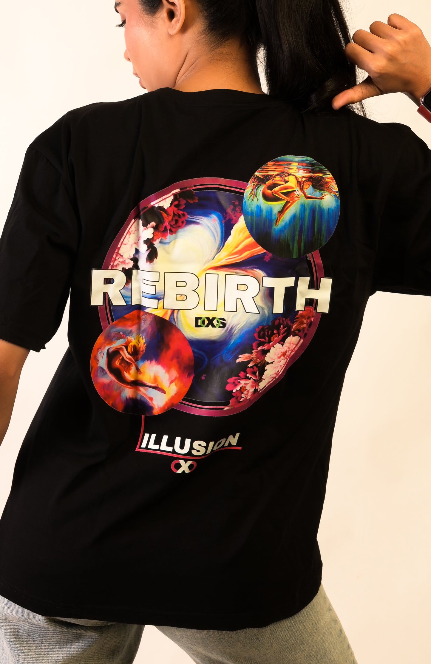 REBIRTH - PREMIUM OVERSIZED TEE - ILLUSION SERIES CHAPTER 6 - BLACK (WOMEN'S)