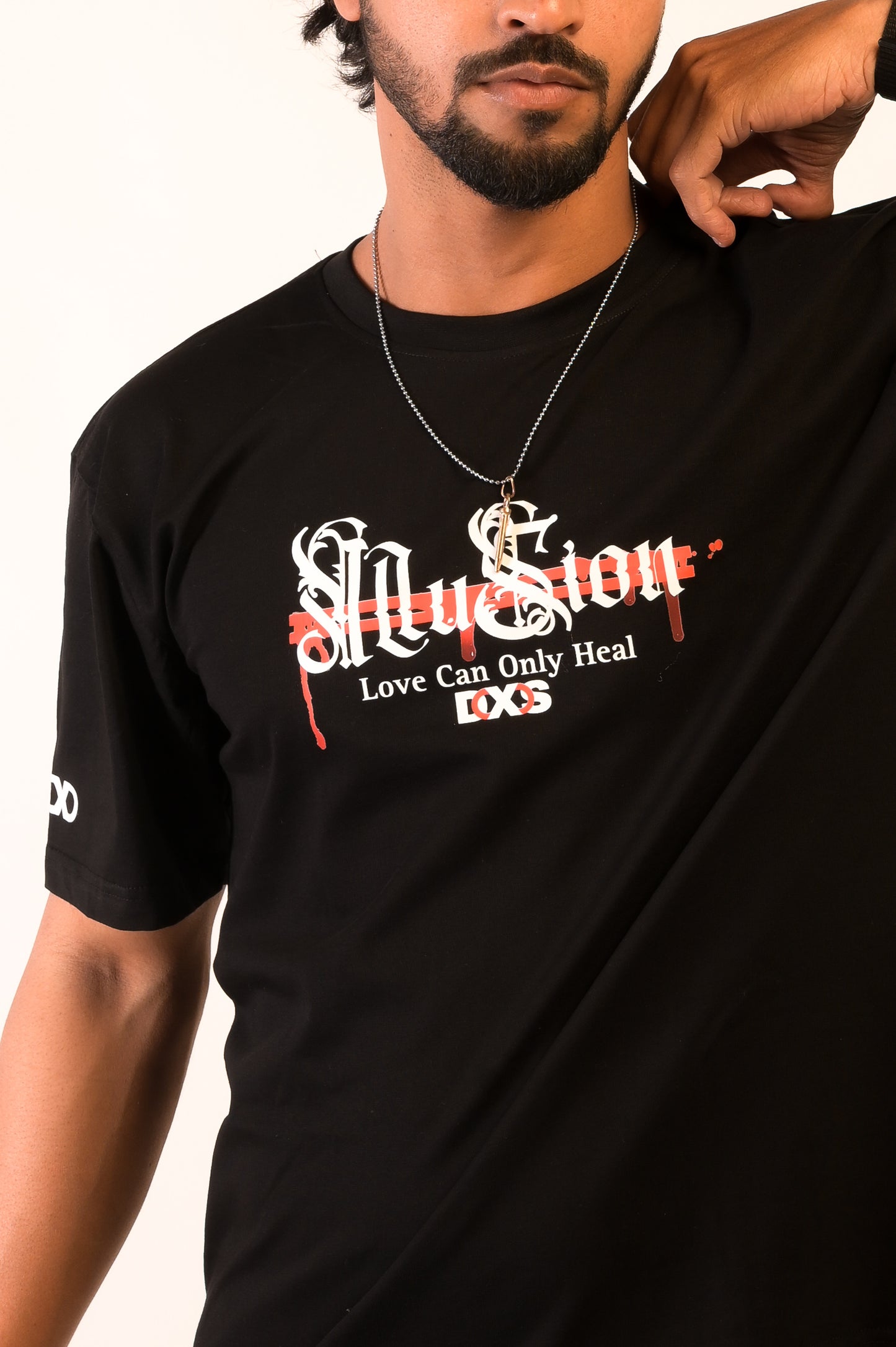 LOVE CAN ONLY HEAL - PREMIUM OVERSIZED TEE - ILLUSION SERIES CHAPTER 2 - BLACK (MEN'S)