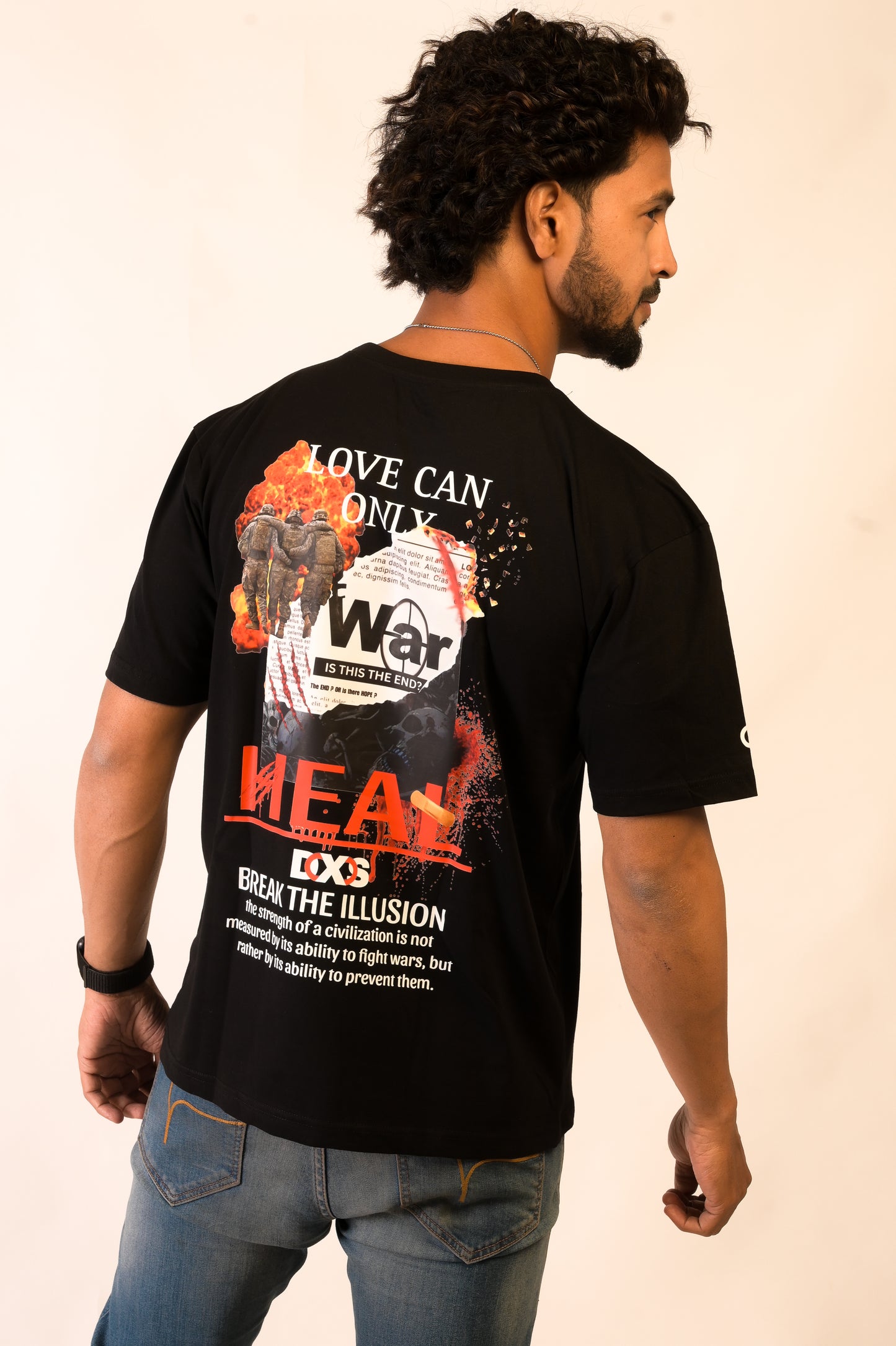 LOVE CAN ONLY HEAL - PREMIUM OVERSIZED TEE - ILLUSION SERIES CHAPTER 2 - BLACK (MEN'S)
