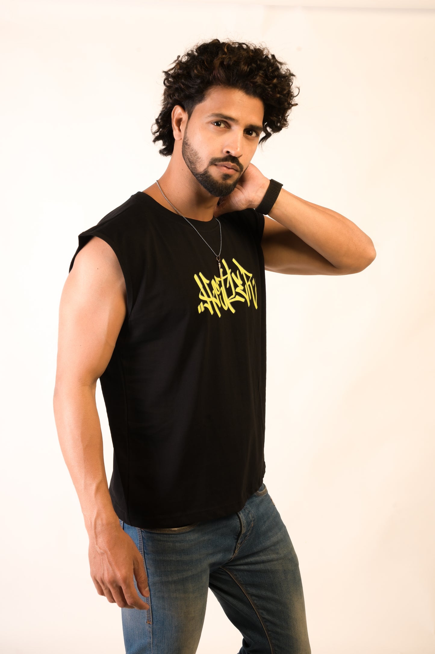 HUSTLER - OVERSIZED SLEEVELESS TANK - BLACK (MEN'S)