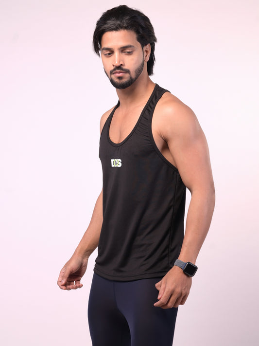 Men's Black Solid Textured Stringer