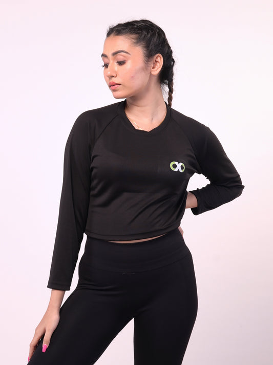 Women's Black Solid Crop Top