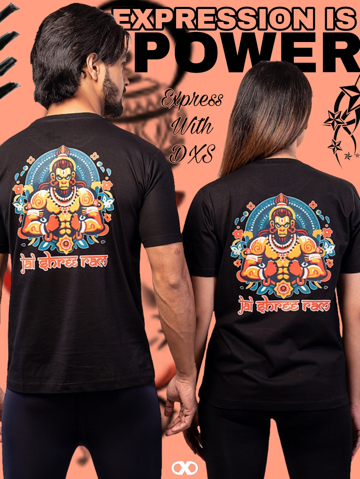 Men's Black Bajrangbali Graphic Printed Tshirt