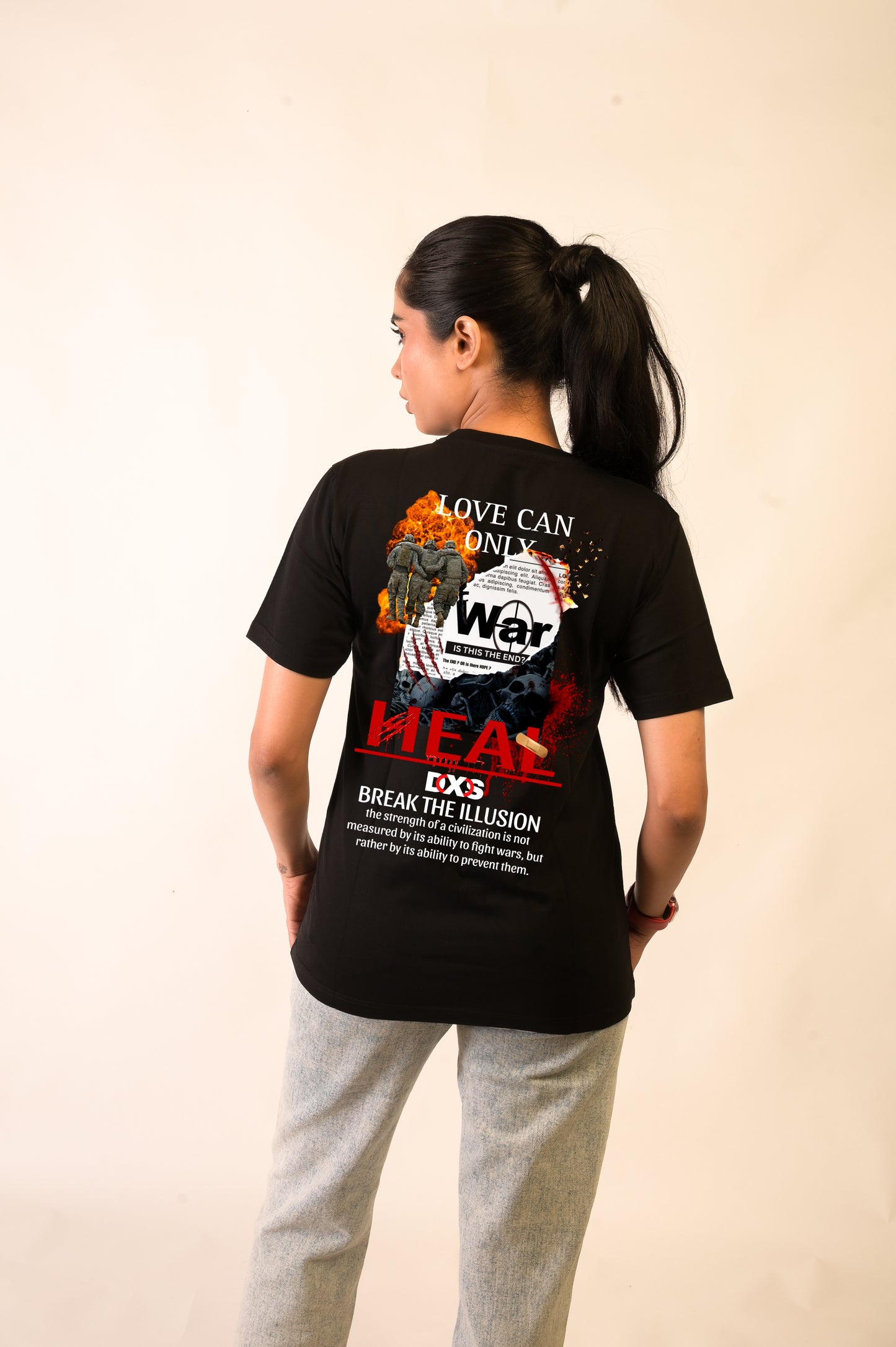 LOVE CAN ONLY HEAL - PREMIUM OVERSIZED TEE - ILLUSION SERIES CHAPTER 2 - BLACK (WOMEN'S)