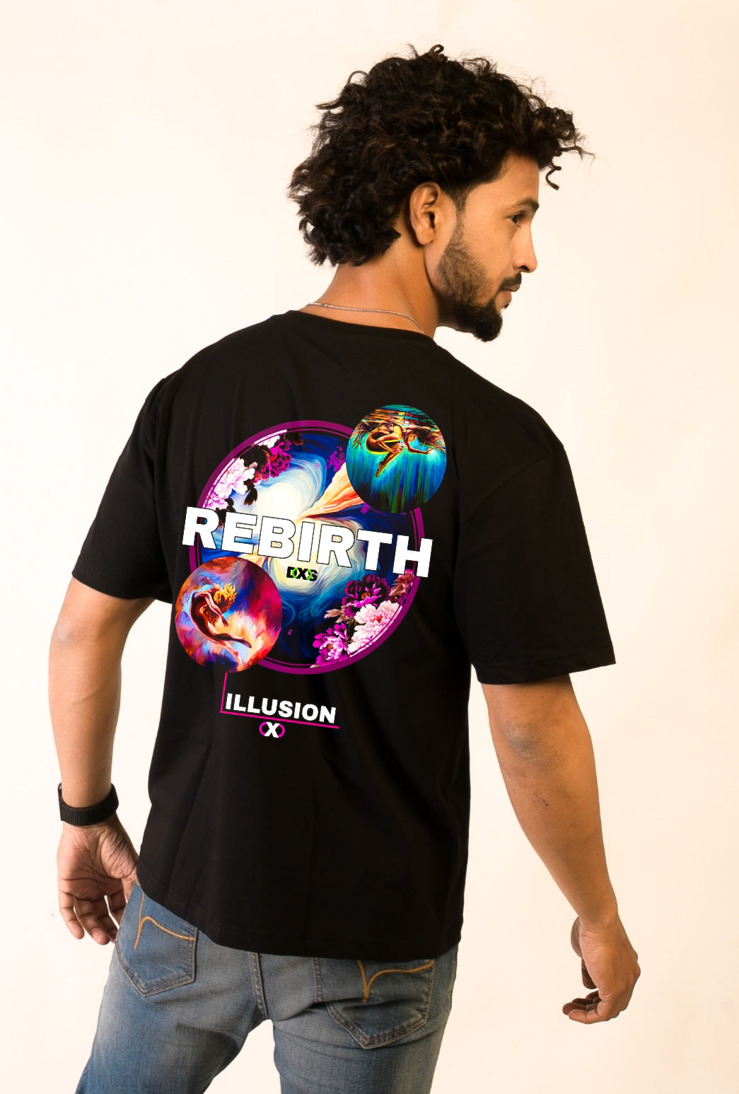 REBIRTH - PREMIUM OVERSIZED TEE - ILLUSION SERIES CHAPTER 6 - BLACK (MEN'S)