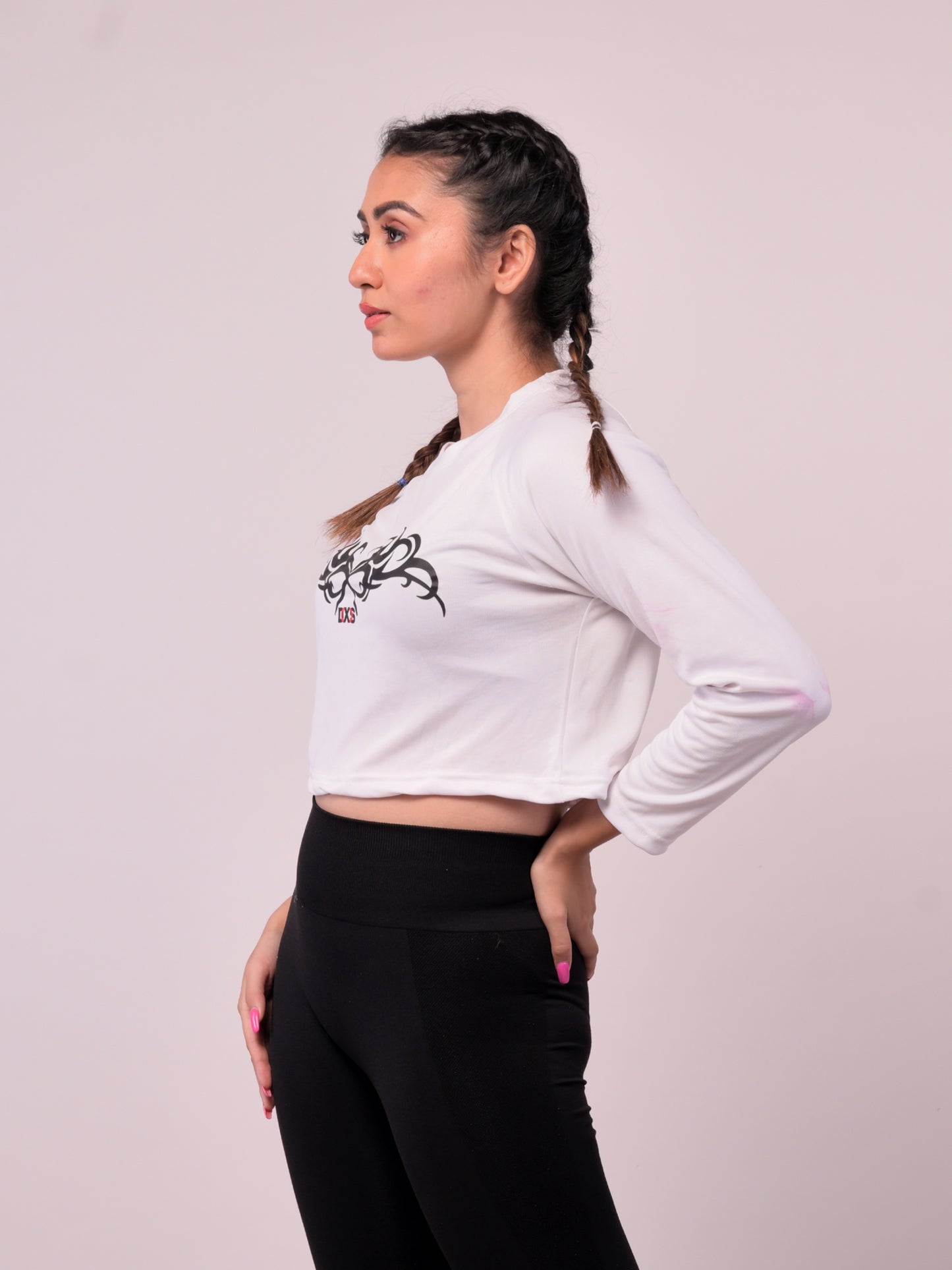 Women's White Printed Crop Top