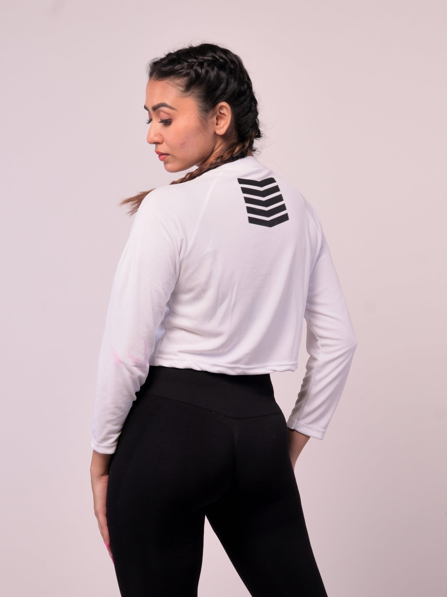 Women's White Printed Crop Top