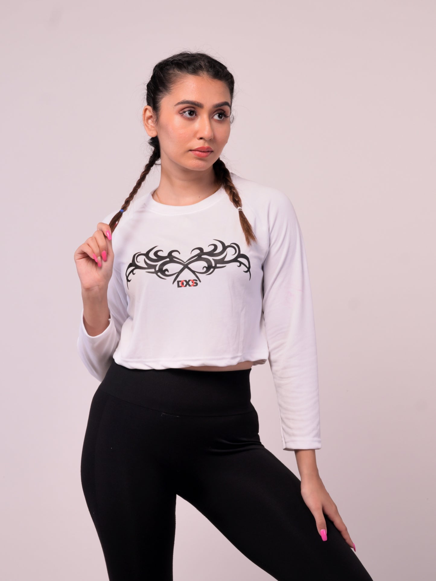 Women's White Printed Crop Top