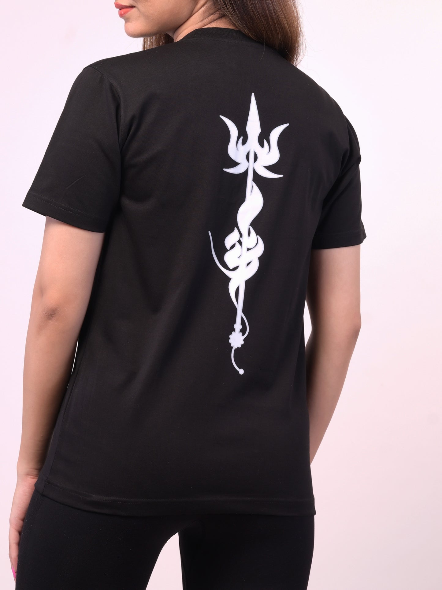 Women's Black Shiv Trishul Graphic Printed Tshirt